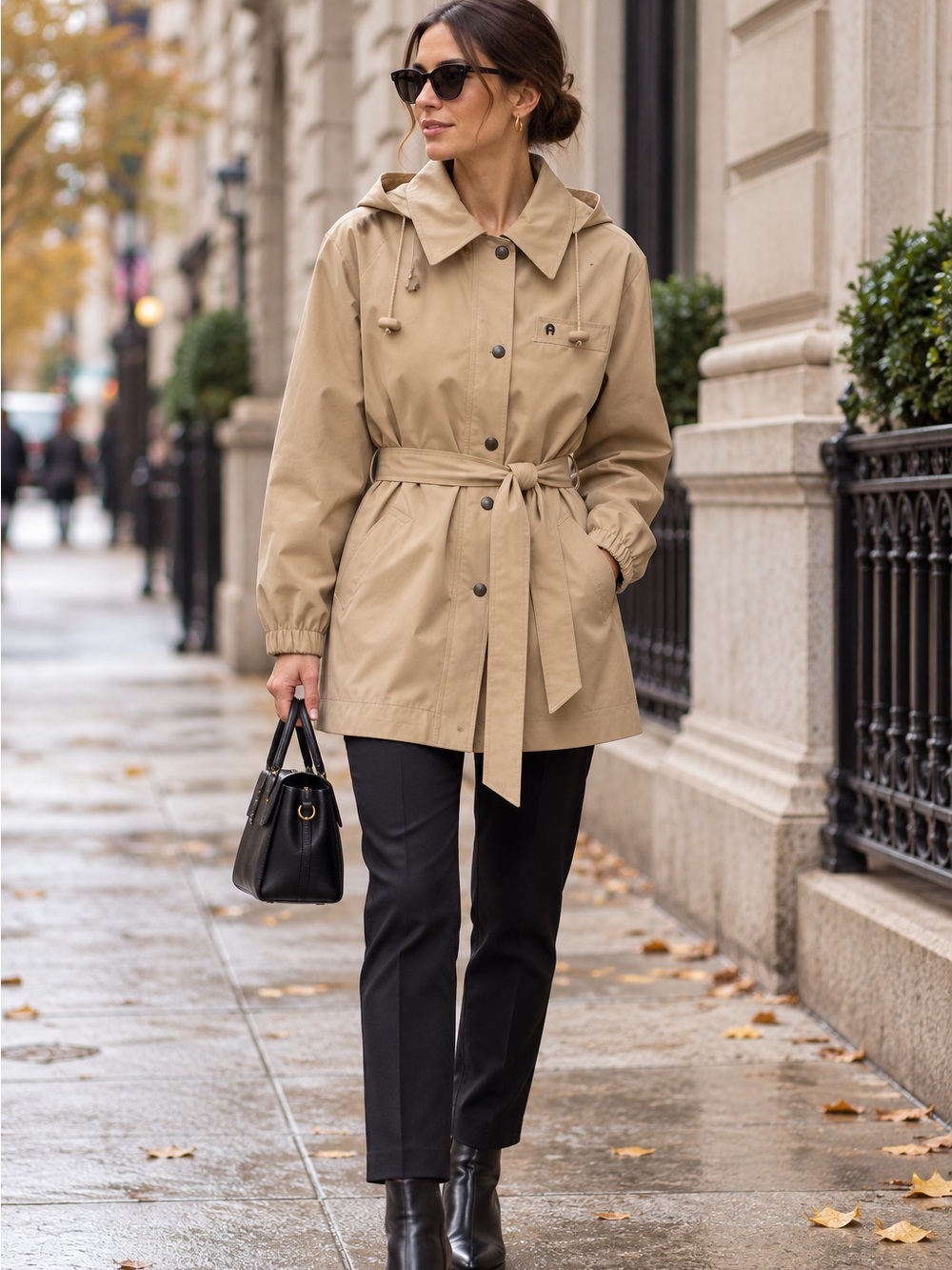 Etienne Aigner Tan Trench Coat with Tie Belt